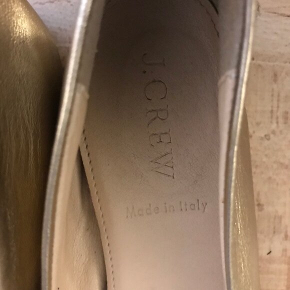 J Crew Gold Ballet Flats Size 6.5 Genuine Leather Made In Italy - Picture 7 of 12